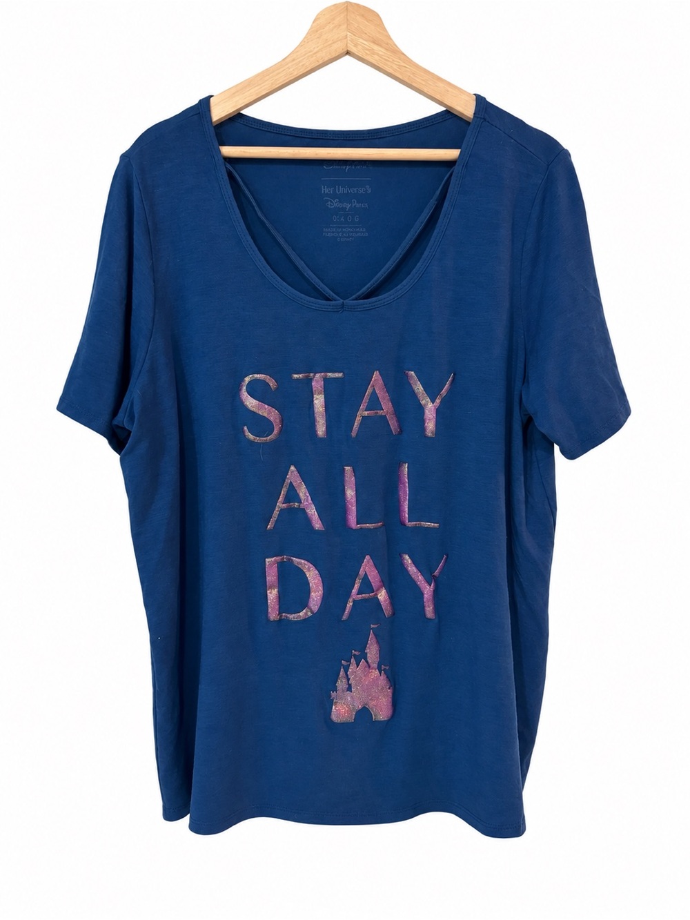 Disney Parks Her Universe XL Blue Stay All Day Glitter Castle Tee